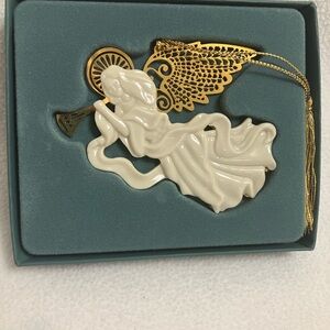 Vintage Lenox Angel Gold and porcelain Christmas holiday ornament original box